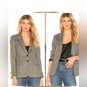 Alice +Olivia Pauline Gray Black Plaid Sparkly Blazer Women’s Size 10